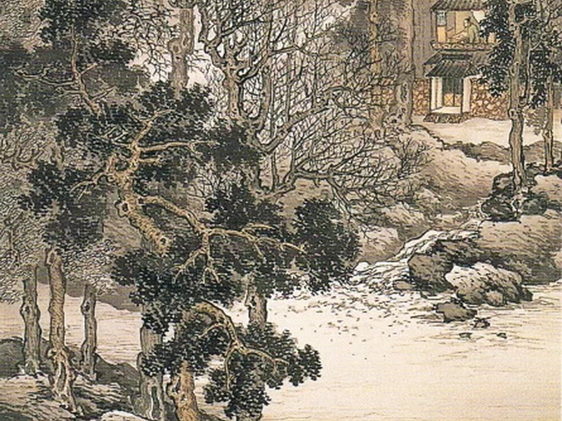 1874-Komuro Suiun - Foresta invernale, eremo tranquillo